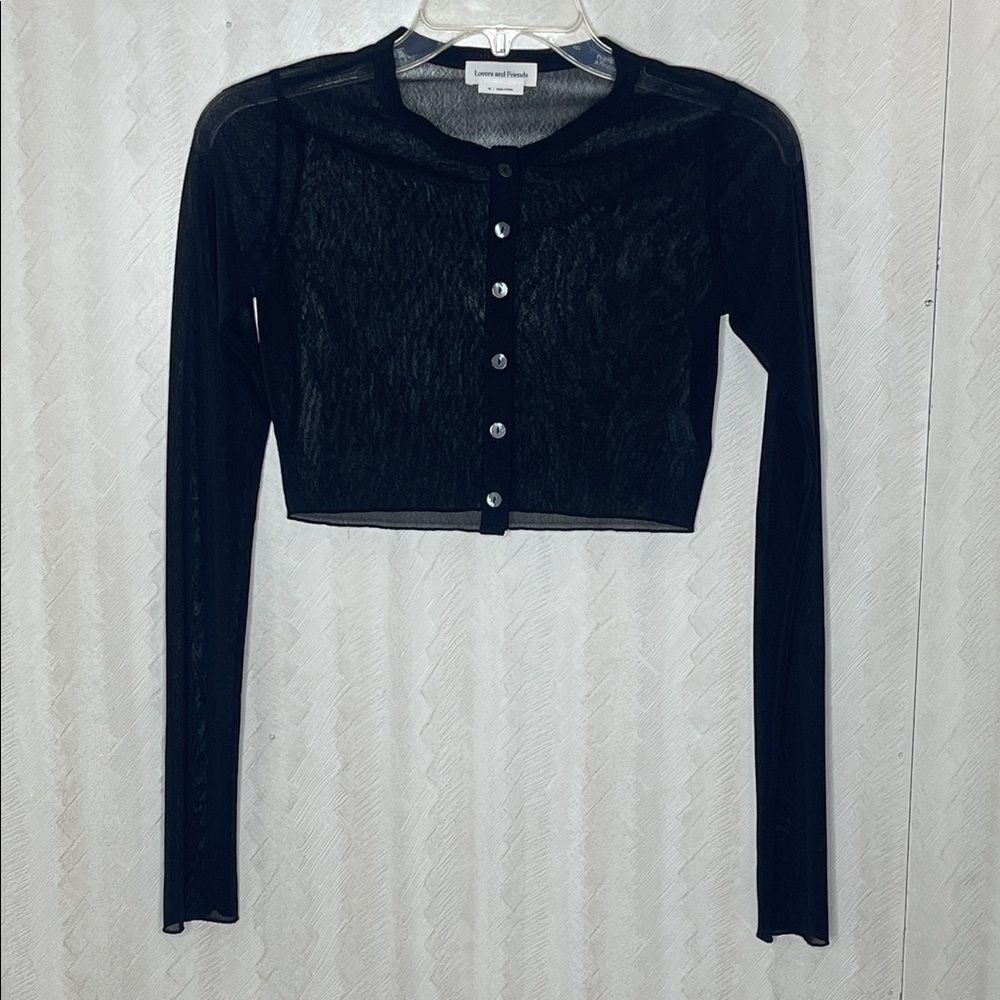 🆕 LOVERS AND FRIENDS CARDIGAN STEPH SHEER Mesh Cropped Top Size XS - Picture 2 of 6